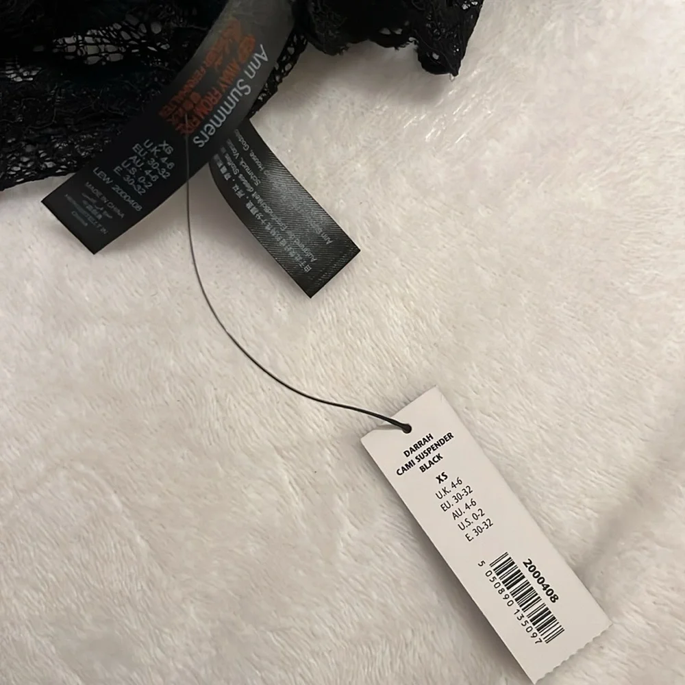 Ann Summers Darrah Black Lace Cami Suspender XS